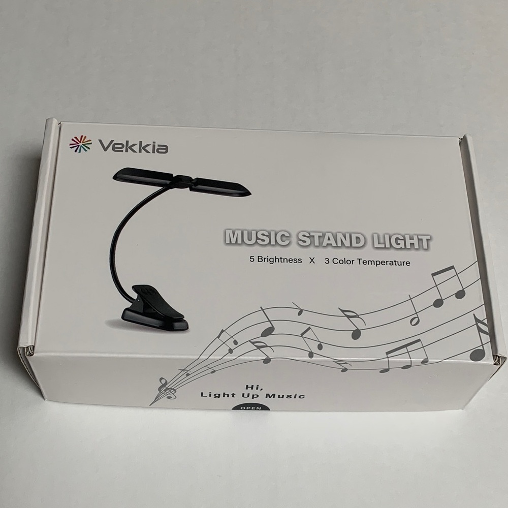 Vekkia Black Music Stand Light.5 Brightness x 3 color Temperature.Used in good.